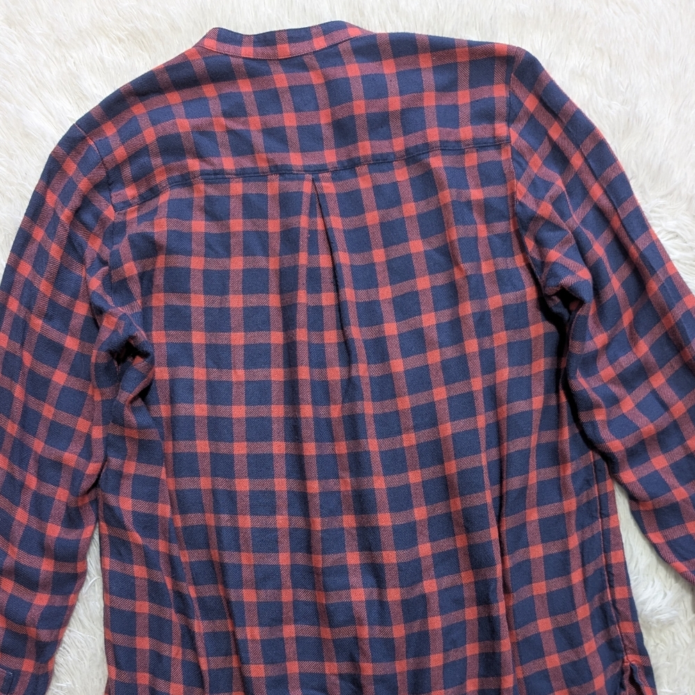 Gap Red & Blue Plaid Pintuck Popover Half Button Up Oversized Top Size XS - Picture 8 of 11